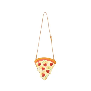 New Design Cartoon Pizza PU Crossbody Bag Cosmetic Organizer Cute Triangle Phone Purse