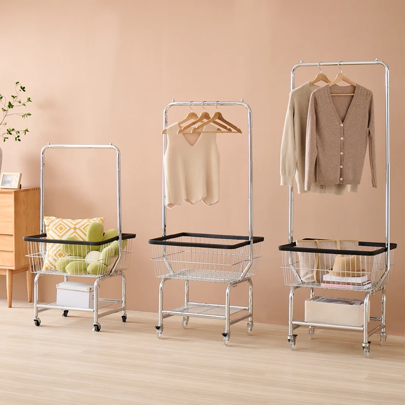 Wholesale Stainless Steel Removable Wheeled Metal Coat Rack Floor-Standing Coat Stand for Living Room and Bathroom