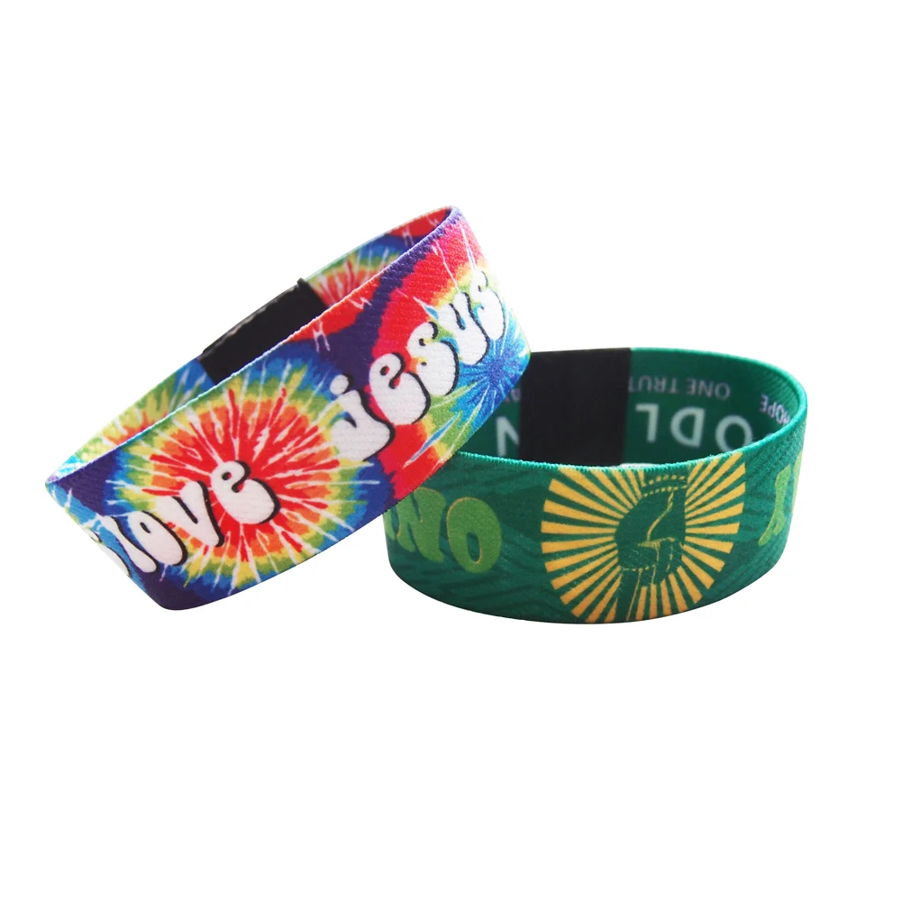 Factory Custom Polyester Elastic Wristbands Bracelet With Woven Label for Promotion