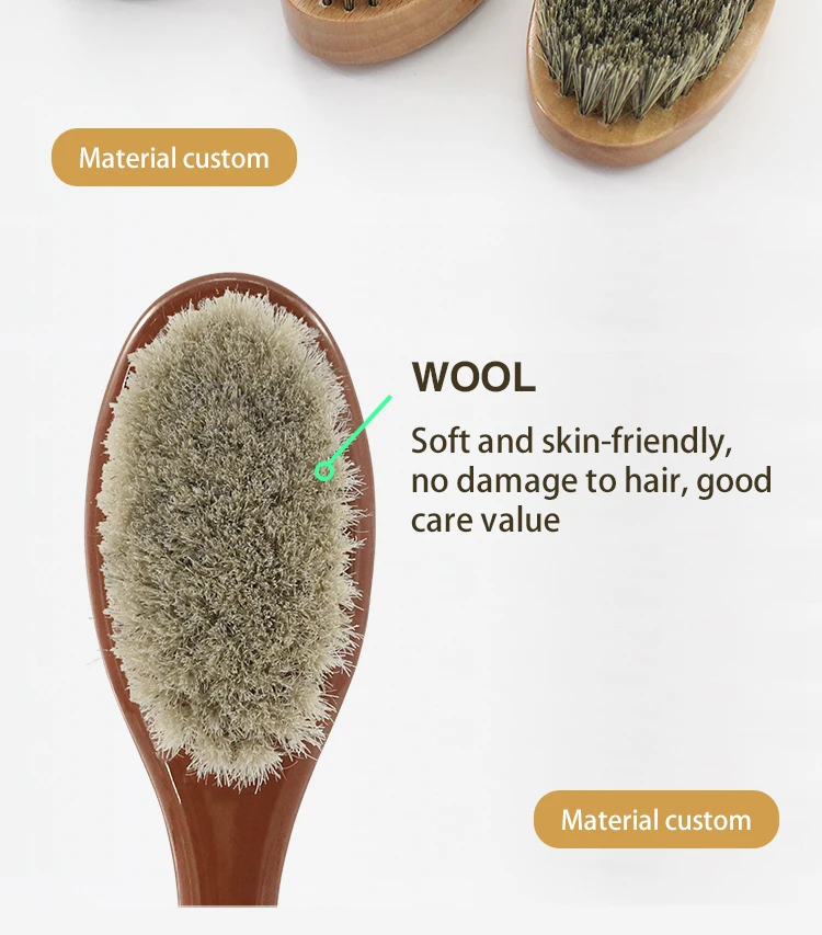 High Quality Boar Bristle Wood Beard Barber Brush Hairdresser Curved