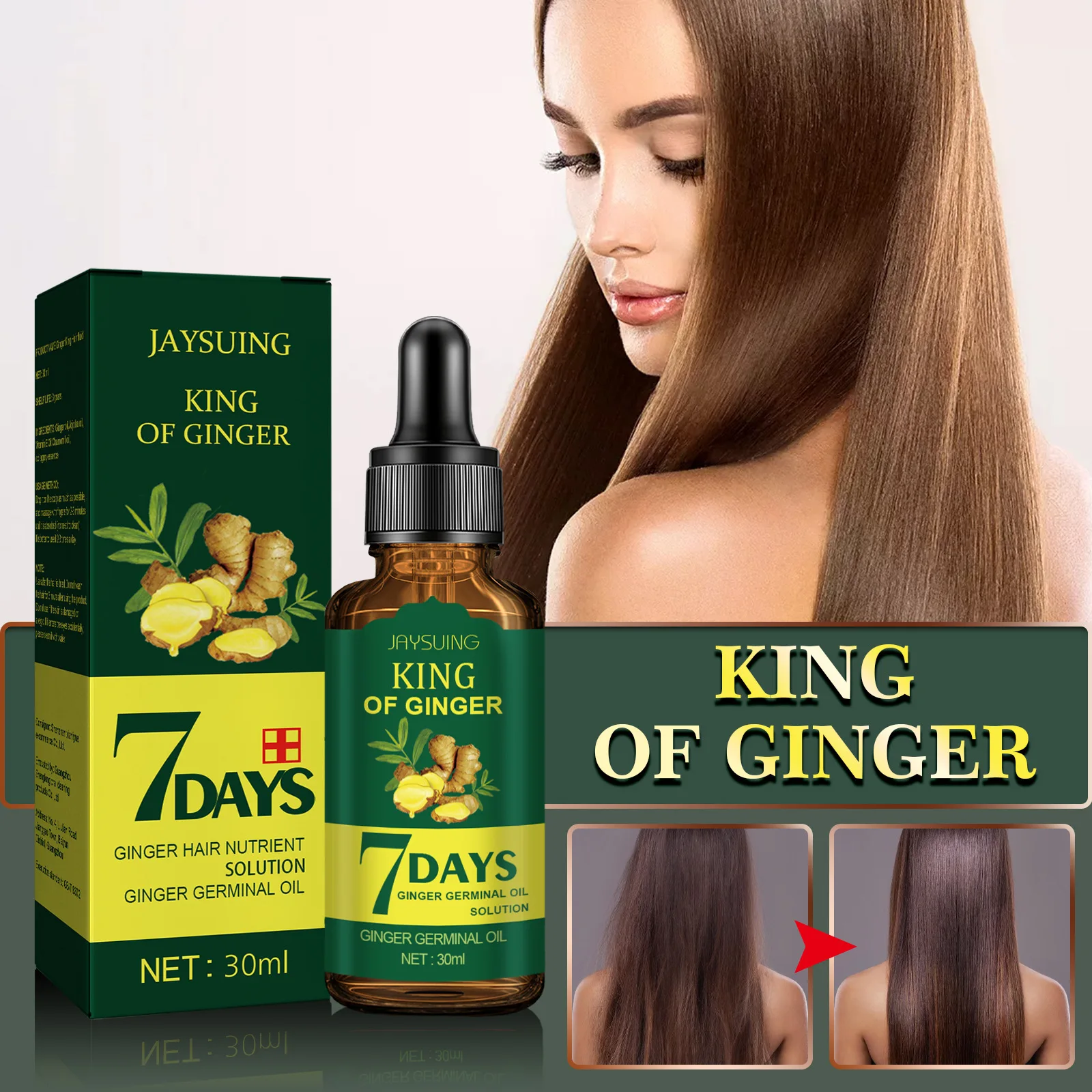Jaysuing Ginger Germinal Serum Essence Oil Natural Hair Loss Treatment