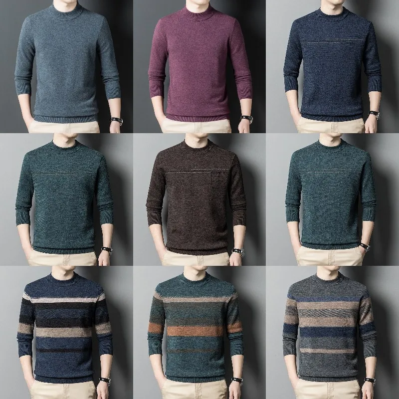 2022 Wholesale Round Neck Pullover Knitted Plus Size Men's Sweater