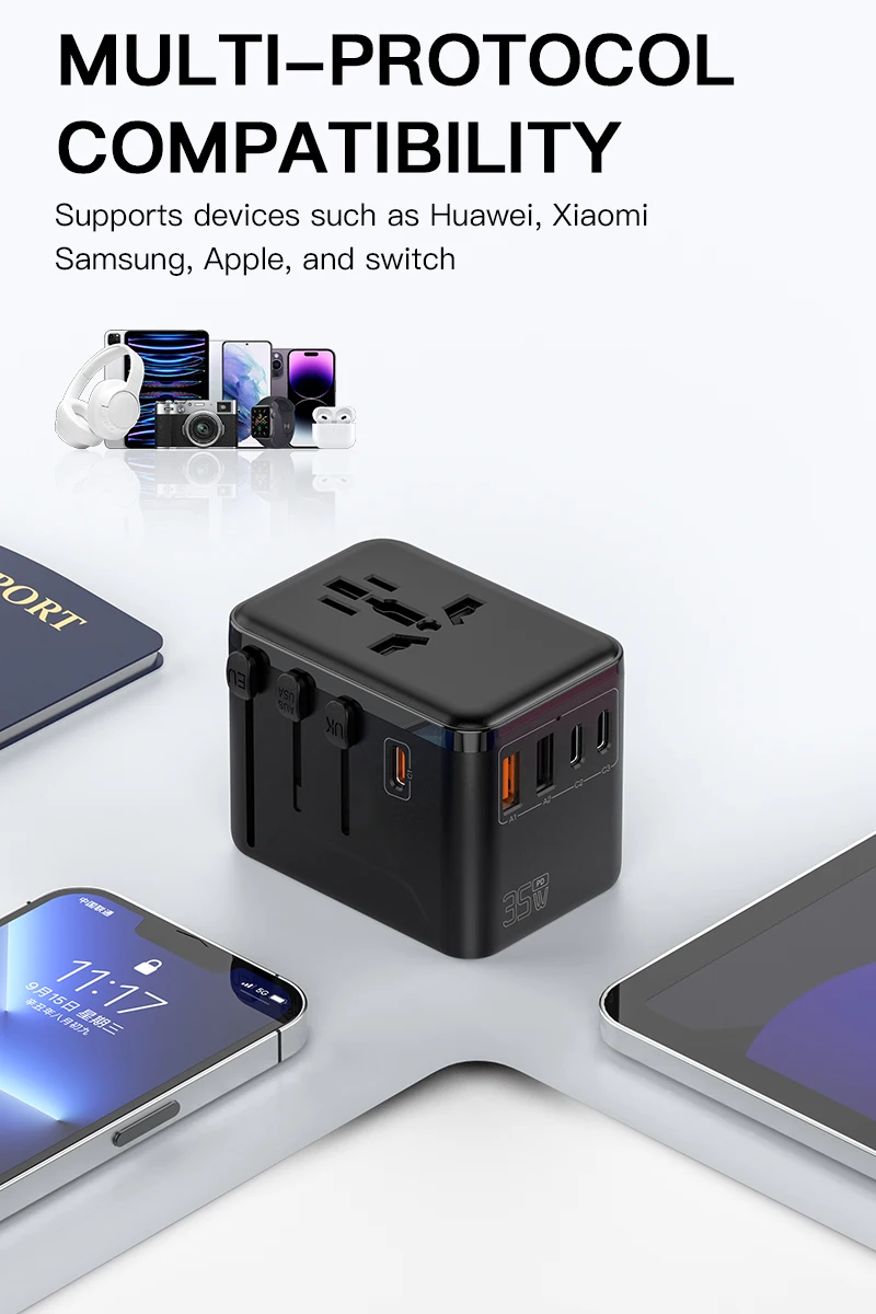 35w畅销书快速充电器通用旅行适配器电气多插座旅行插头适配器国际插头