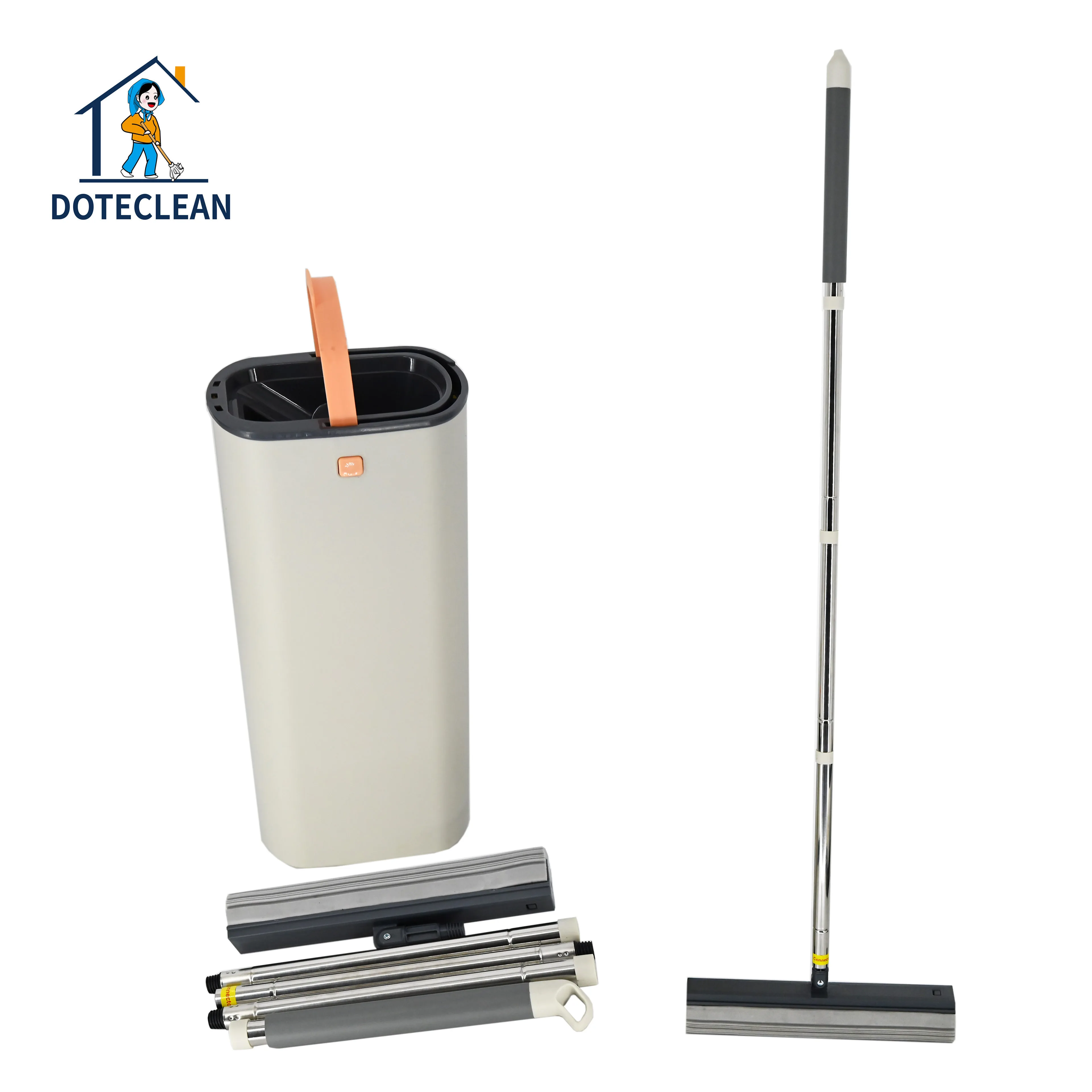 Small PVA Head 360° Easy-Squeeze Self-Cleaning and Drying Hand-Free Floor Mop Bucket with Swivel Handle