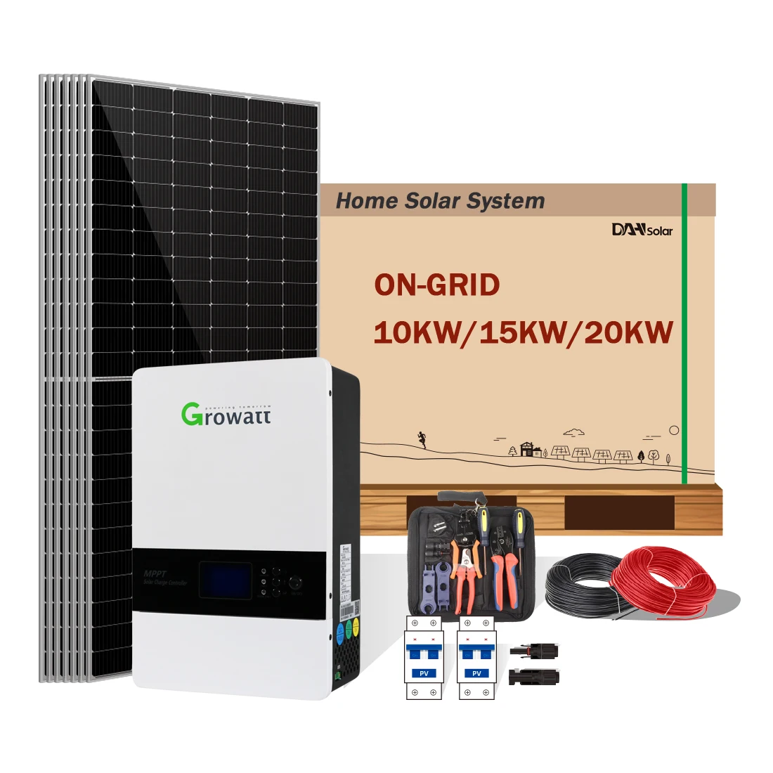 DAH on grid 6kw 10kw solar energy systems 15kw solar panel power system home 3 phase complete kit