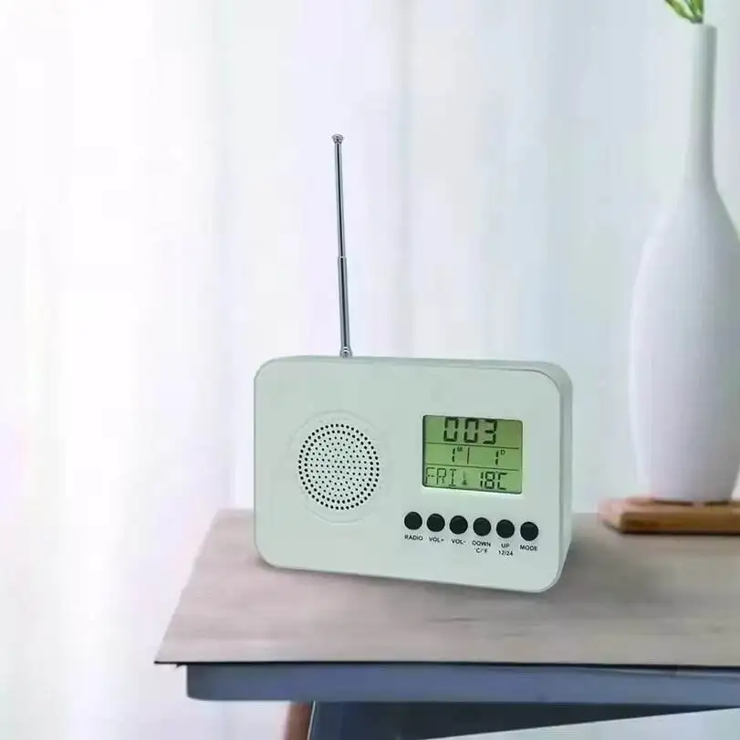 2024 Factory Price Portable Mini Fm Digital Radio With Hand Crank Calendar Clock Alarm