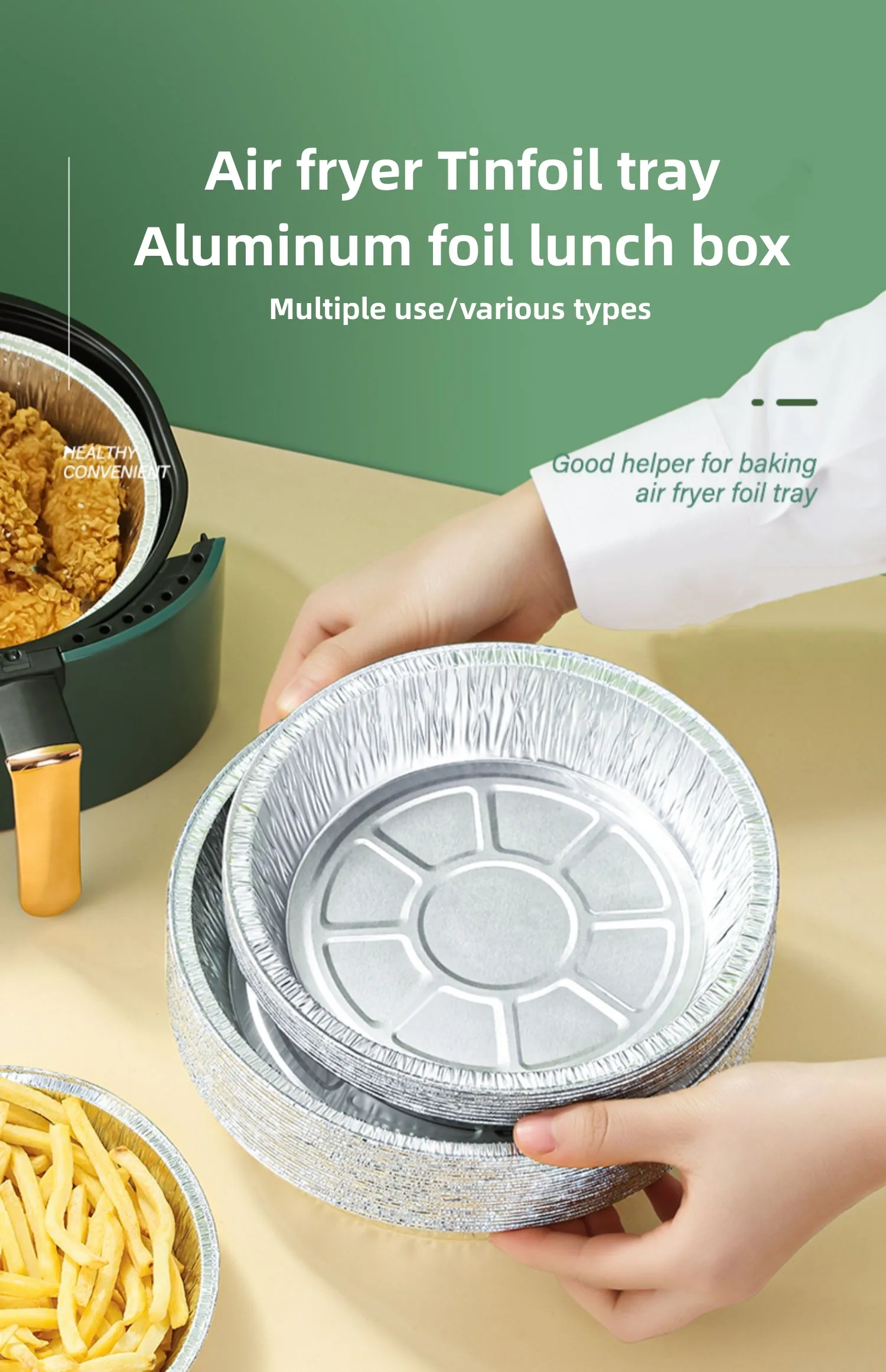 Food Grade Recyclable Silver Round Takeaway Meal Box Aluminum Foil