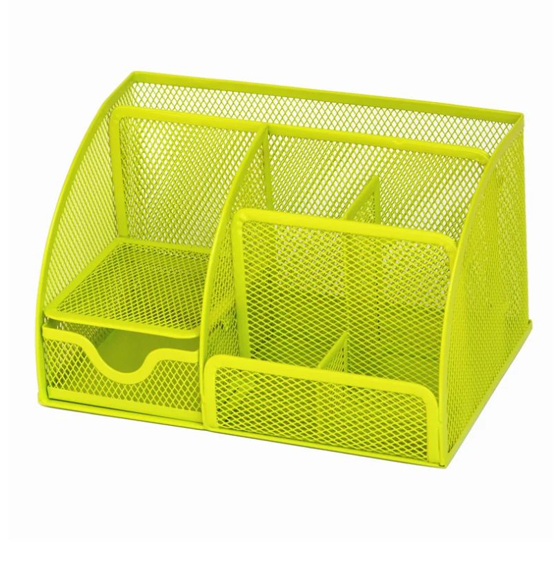 Лидер продаж, сетчатые канцелярские товары, настольный органайзер с 6 отделениями и ящиком