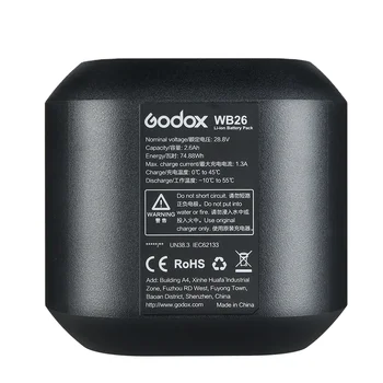Godox WB26 2.6Ah AD600PRO Lithium Battery for AD600PRO AD600 PRO