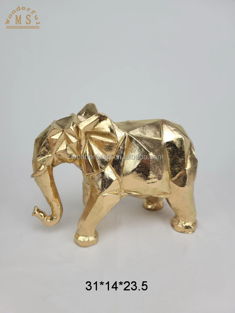 Christmas Gold Color Resin Animal Statue Unique Elephant Chimpanzee Shaped Homedecor Art Crafts for Home Office Hotel and Room