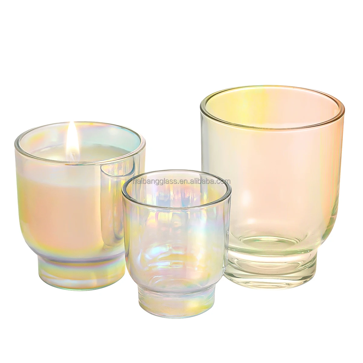 Custom Luxury Iridescent Rainbow Empty Glass Jar Fashionable Scented ...