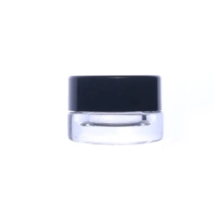 new low profile 3g 3ml CBD herbs package 5g 5ml glass jar with black lid for weed concentrate wax cbd oil eye cosmetic eye cream