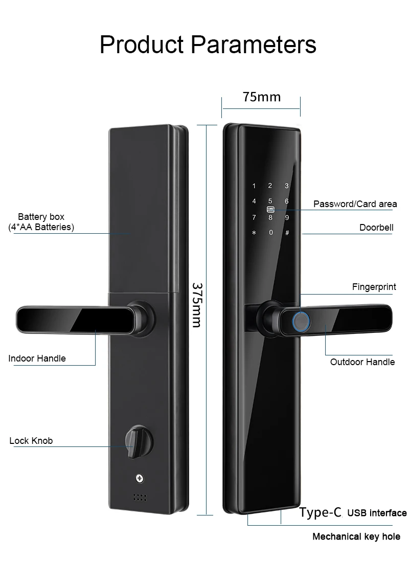 Cerraduras Inteligentes Finger Print Lock TTlock IC Card Passcode Electric Handle Lock for Home