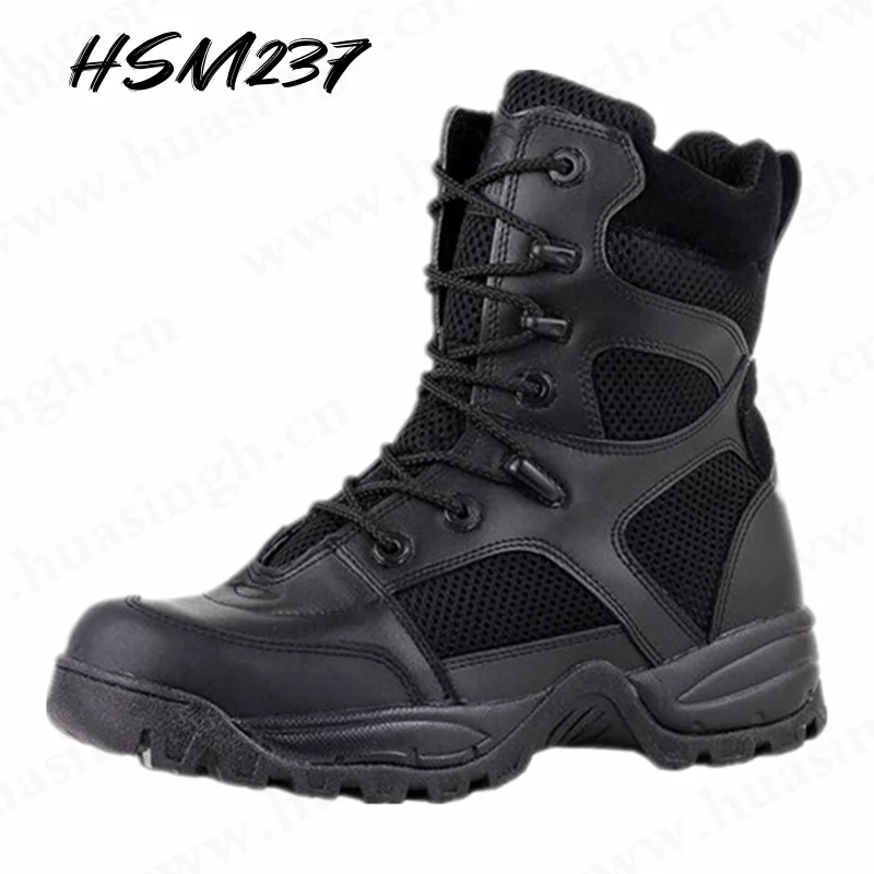 Rwh,8 Inch Daily Outdoor Training Black Army Boots for Sale Shock-proof Cushioning EVA+rubber Outsole Military Boots HSM237