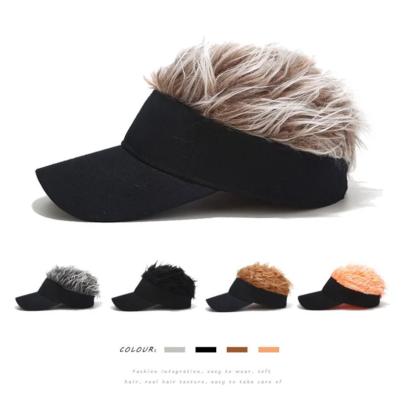 Fashion Baseball Caps With Curly Hair Solid Men Novelty Spiked