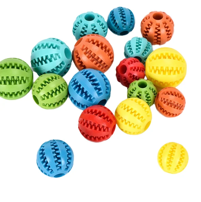 Eco-Friendly Rubber Pet Dog Treat Dispensing Ball Hiding Food Puzzle Interactive Bite Chew Toy Size L