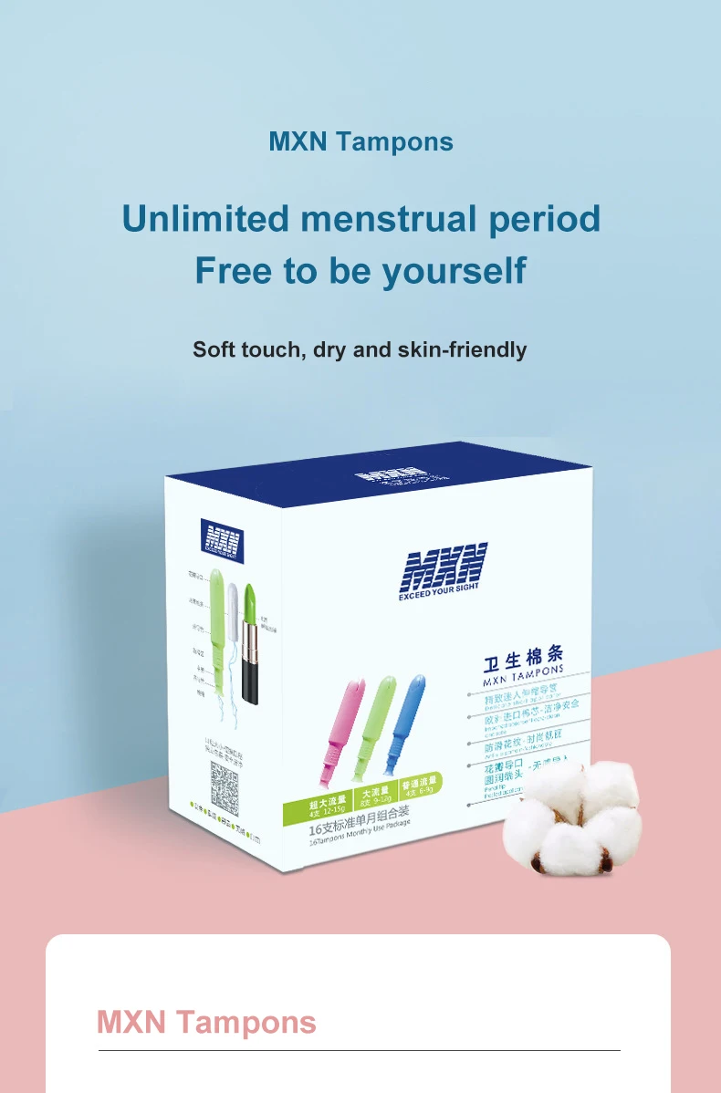 Strong Absorbent Disposable Biodegradable Organic Cotton Tampons For