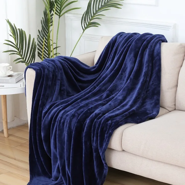 Manufacturer Wholesale Modern Style OEM Thickened Solid Color Airplane Travel Gift Nap Flannel Blanket for Winter