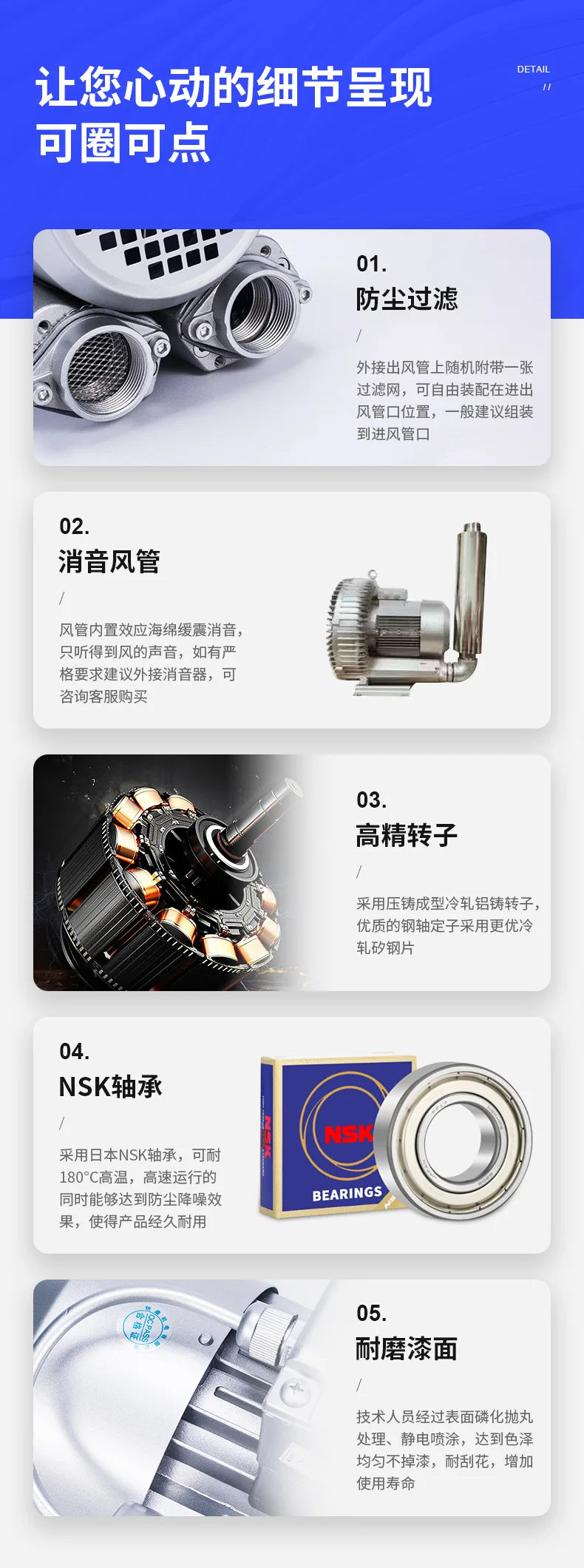 Two-stage High Pressure Blower, 220V/380V, 230/220mbar - detail 5