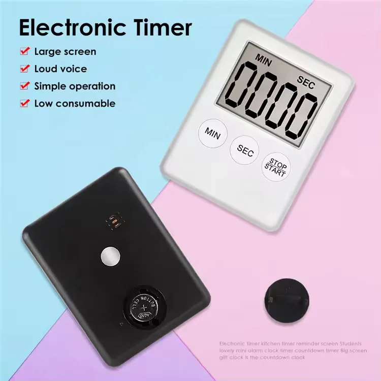 Large Screen LCD Countdown Timers Plastic Digital Kitchen Timers With ...