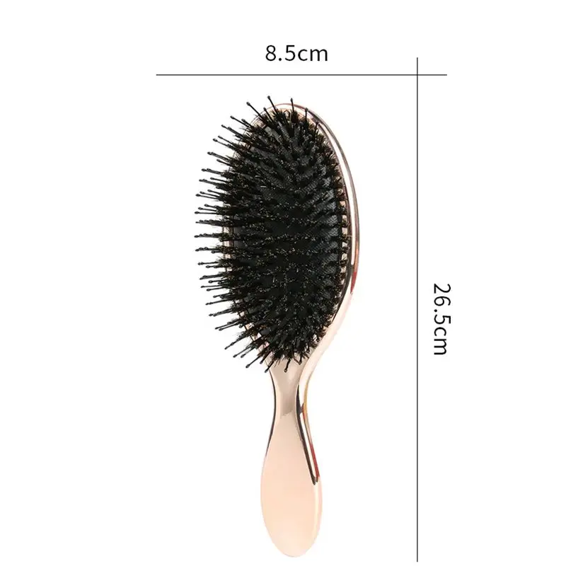 Luxury Rose Gold Silver Color Boar Bristle Paddle Oval Hair Brush Anti ...