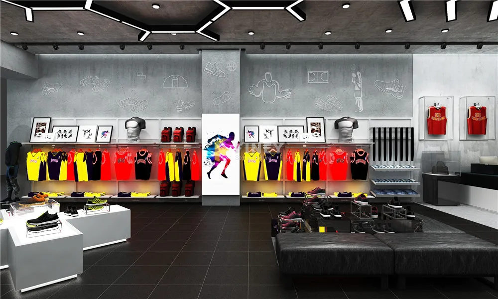 Sport Clothes Shop Interior Design Retail Sport Display Rack Shelves ...