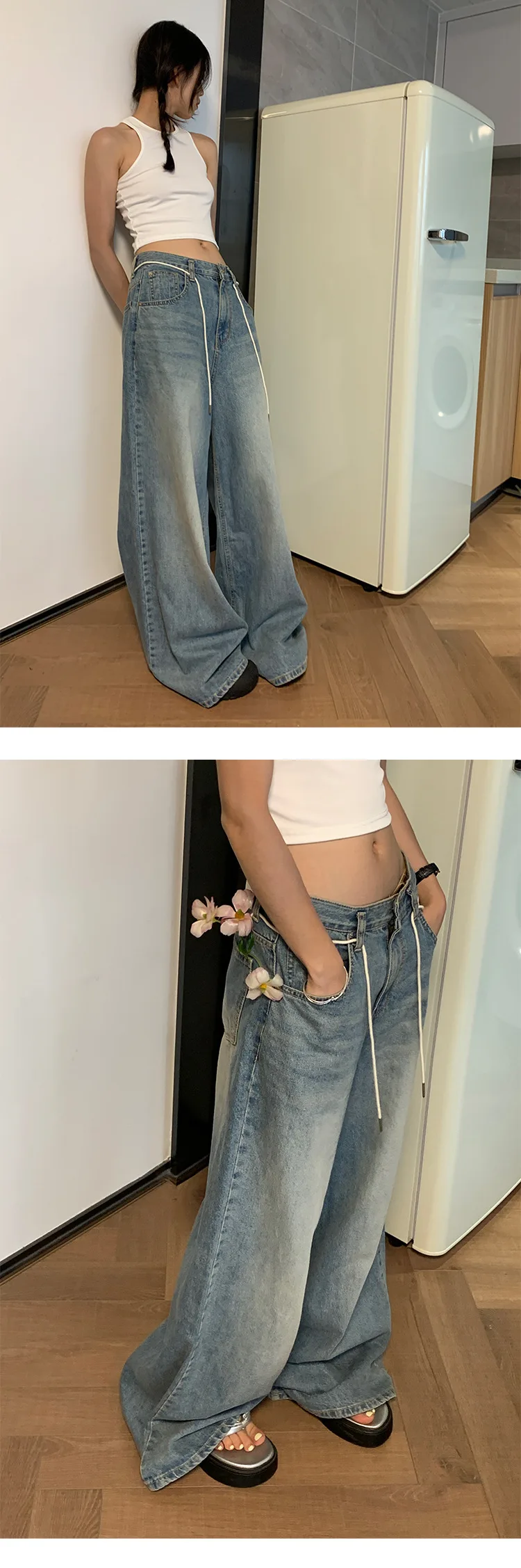 Custom Skater Jeans Wide Leg Pants Denim Pants Baggy Denim Jeans Femmes Women's Pants Women Jeans