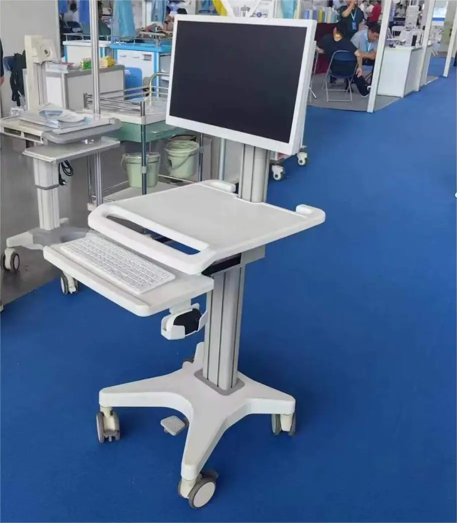 Aluminum Alloy Rolling Desktop Mobile Cart Medical Trolley Computer Trolley