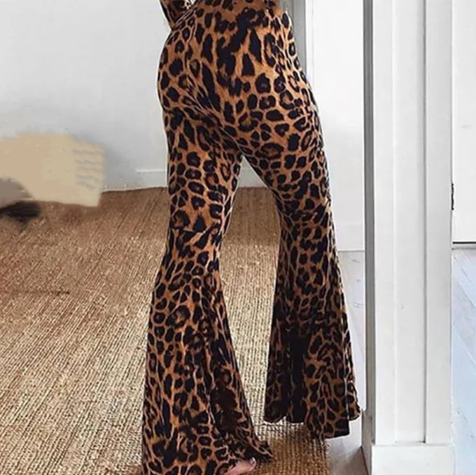 Pantaloni 2023 Sexy leopardati alla moda pantaloni a zampa d