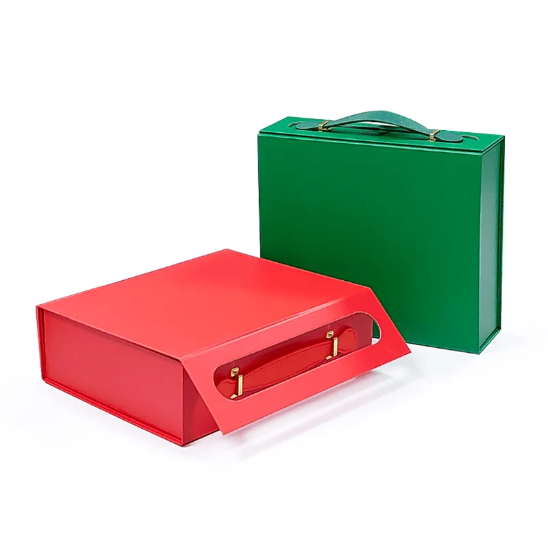 Custom Logo Gift Box Made From Exquisite Recyclable Carton with Practical Leather Handle