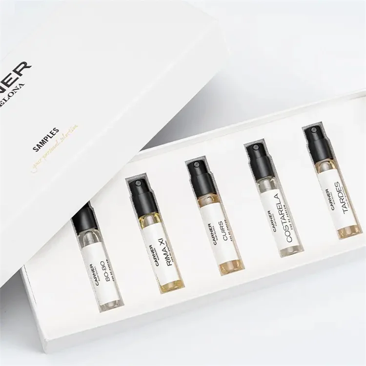 Custom Carton Paper 5ml 10ml Spray Bottle Perfume Oil Tester Roller Sample Packaging Box for Perfume Bottles Set Samples