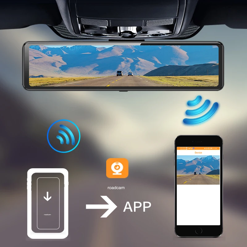 3 Cameras Dash Cam Carplay Android Auto 2.5K 2560*1440P Car Rearview Mirror  DVR