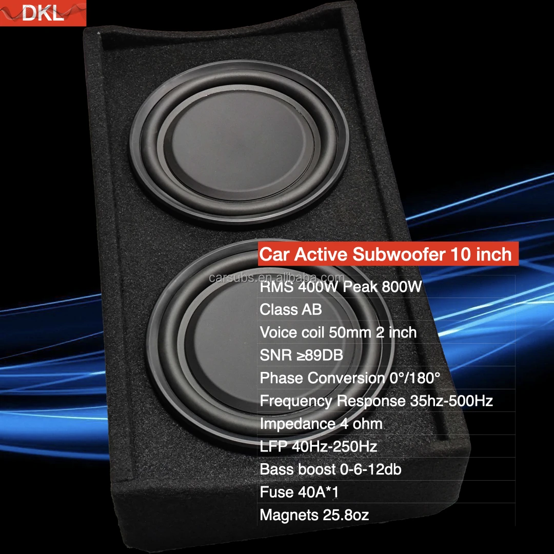 Dual 10 Inch Car Slim Subwoofer Rms 400w Strong Bass Peak 1500w Strong