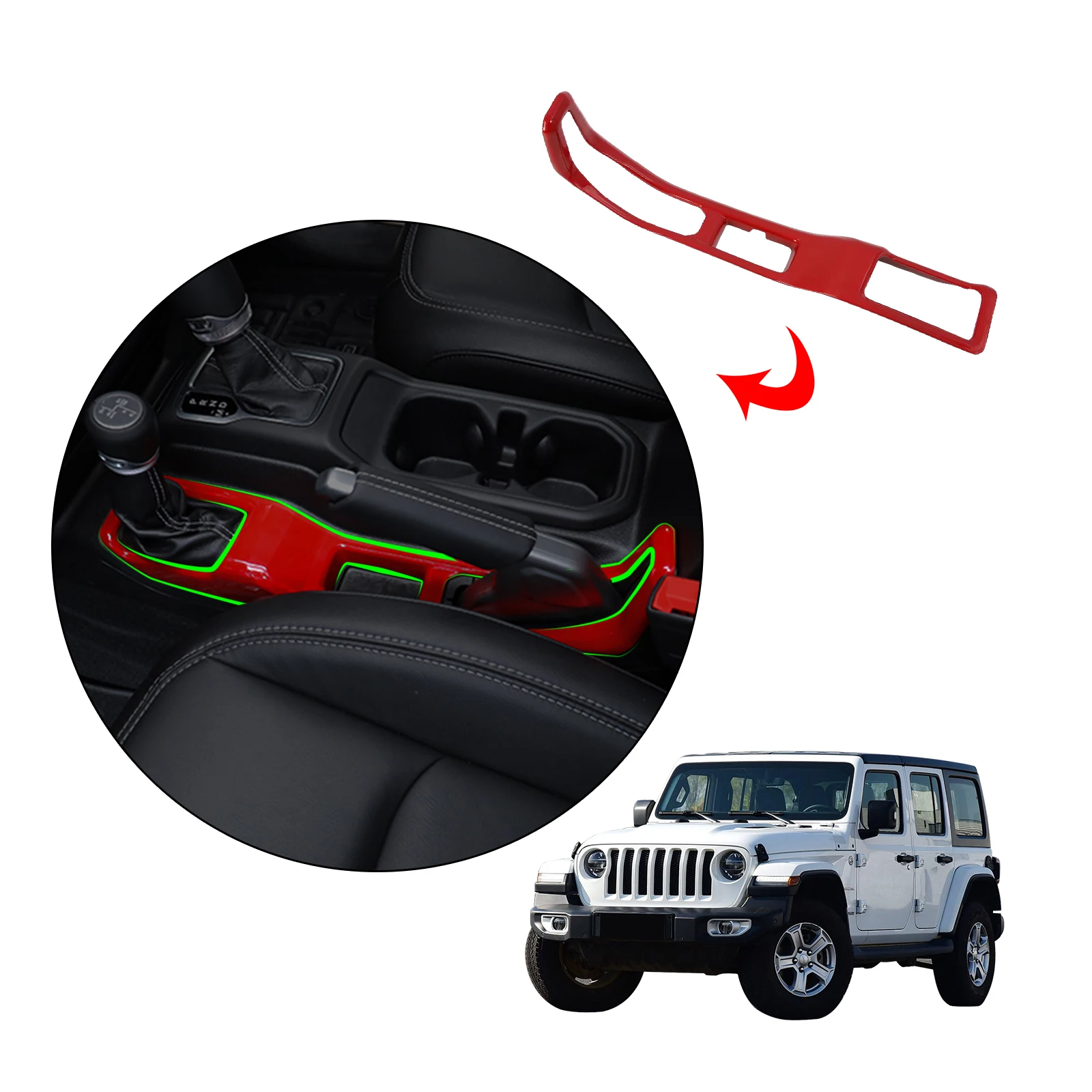 Abs Red Car Outer Accessories Decoration Handbrake Trim Gear Shift Panel  Cover Frame Auto Parts For Jeep Wrangler 2018 - Buy Other Exterior  Decoration,Gear Shift Box Frame,Auto Parts For Jeep Wrangler Product