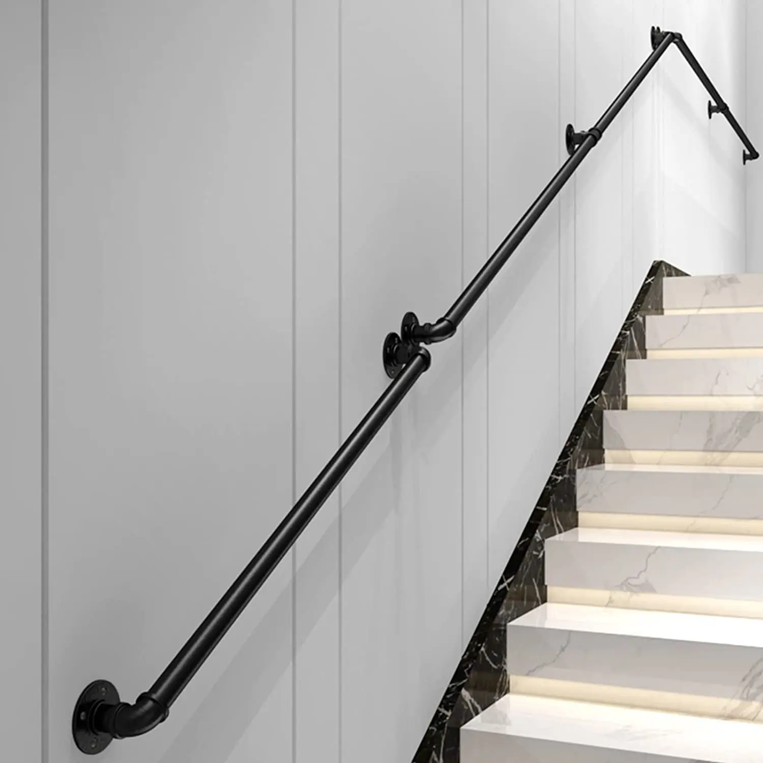 Wall Mount Pipe Handrail Non-Slip Industrial Staircase Handrail for Stairs