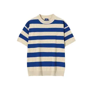 Summer Slim Loose Versatile Short-sleeved T-shirt  Fashion Knitted Polo T-shirt for Men