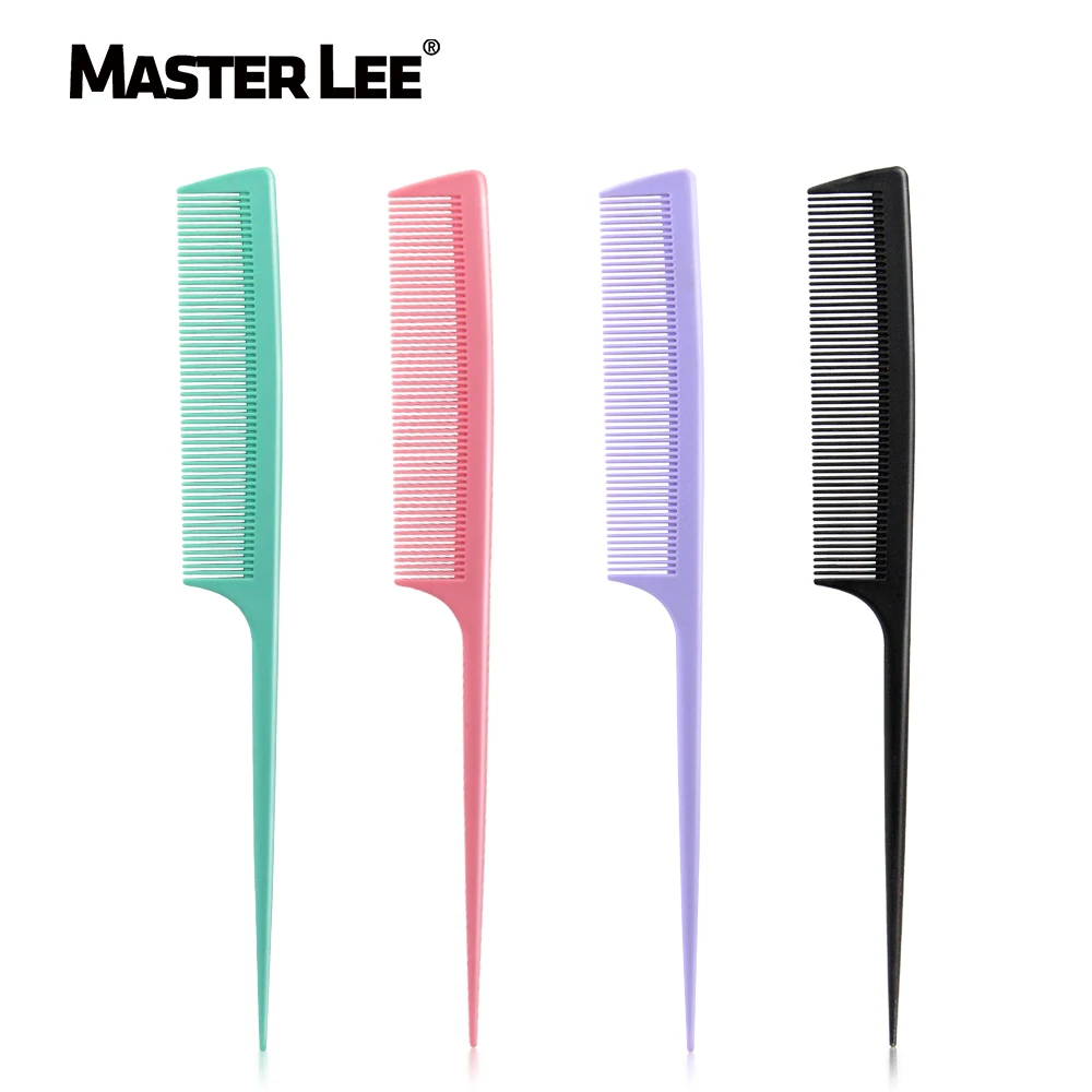 Masterlee Multi Colors Custom Logo Professional Salon Plastic Hair Cutting Comb Rat Tail Comb