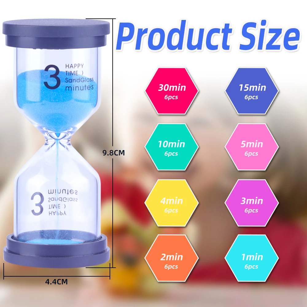 Custom Sand Clock 6 Colors Hourglass 1 3 5 10 15 30 min Sandglass Timer Hourglass Sand Timer for Kids Games Classroom Office