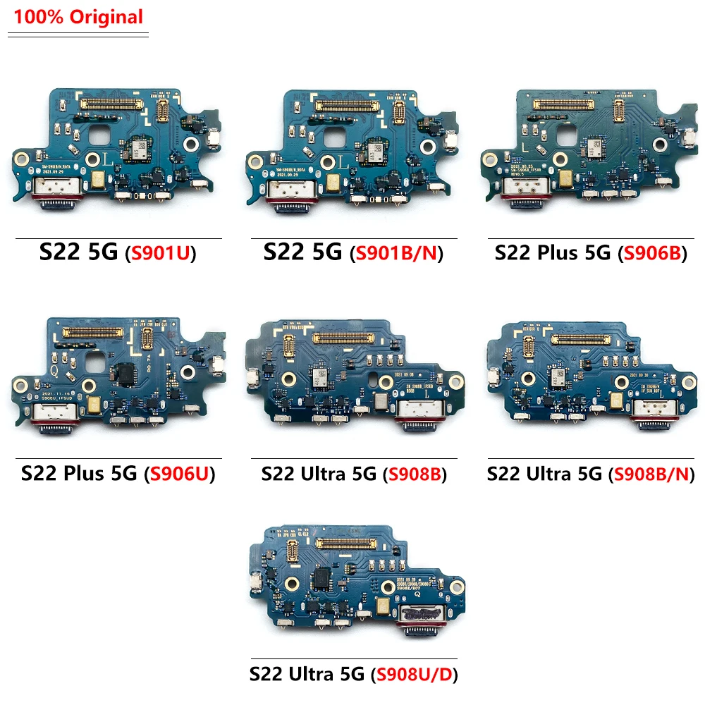 Original USB Charging Port Connector Board Plug Dock Flex Cable for Samsung S22 Plus S22 Ultra S908B S908U S901B S901U S906B