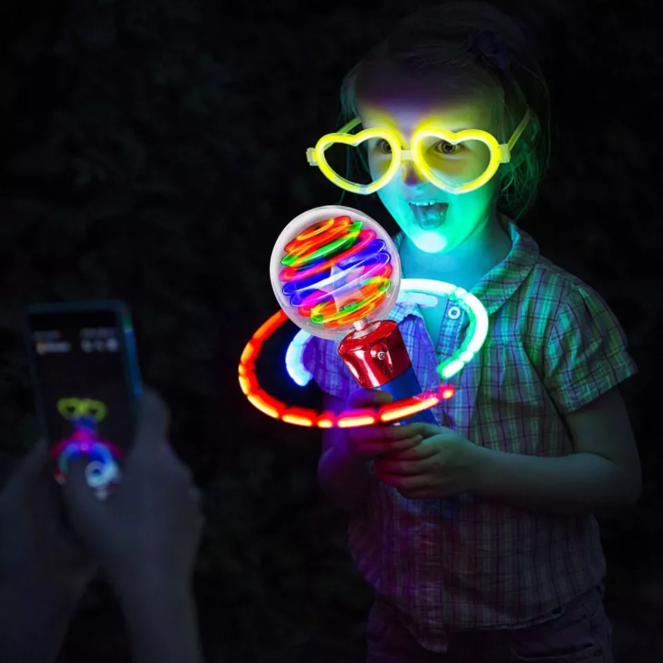 Customized Pattern LED Magic Princess Stick Light Star Ball Kids' National Day Party Spinning Toy Light-Up Wand