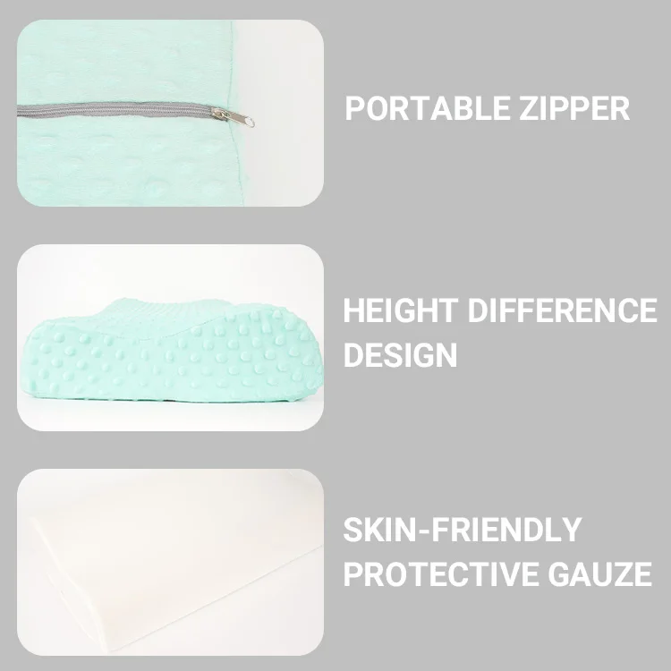 Sky Blue Wholesale Removable Cover Neck Back Shoulder Memory Foam Cervical Contour Orthopedic Pillow Relaxer for Release Pain