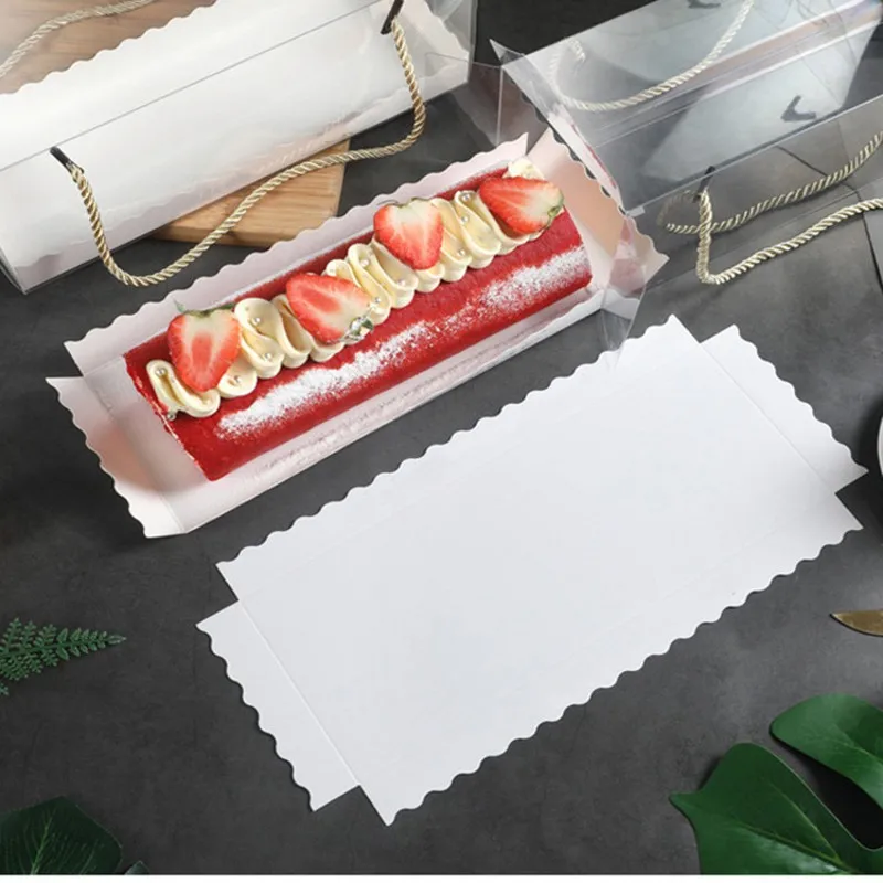 Clear Packing Long Large Swiss Roll Cake Box Custom Printed PET Bakery Packing Dessert Packaging Clear Pastry Box for Cookies