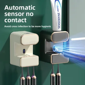 Wall-Mounted Automatic Sensor Toothpaste Dispenser and UV Sterilization Toothbrush Holder No-Drill Bathroom Accessory