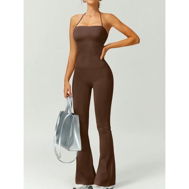 Drop Shipping Summer Fashion Slim-fit Flared Pants Suspender Beautiful Back Butt-lifting