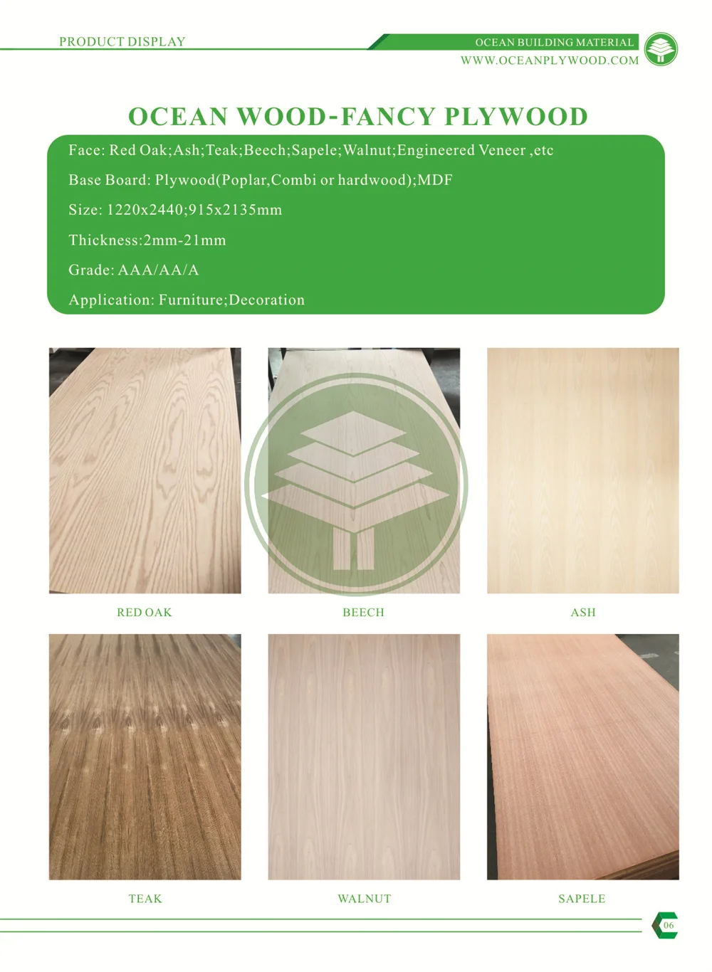 Natural Wood Veneer Faced Prefinished Fancy Plywood Red Oak Plywood