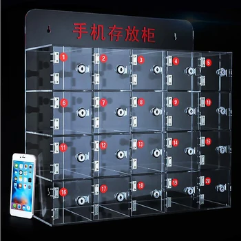 Acrylic Transparent Cell Phone Locker Box 100 Slots, Cell Phone Locker Box 100 Slots Locker Durable Storage Cabinet Wall Mountable Door Locks Keys Visible Sturdy Build Office - View #9