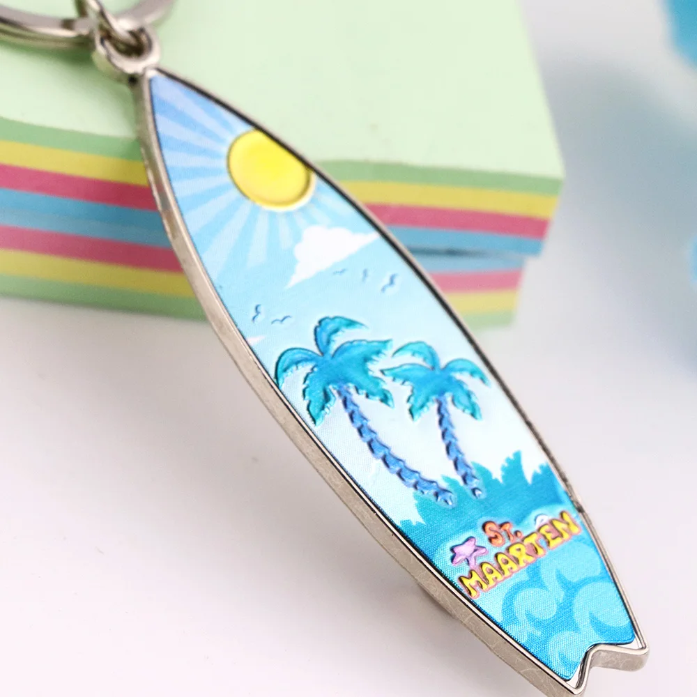 Personalized Unique Style Colorful Surfboard Keychain Summer Ocean Beach Souvenir Metal Keychain