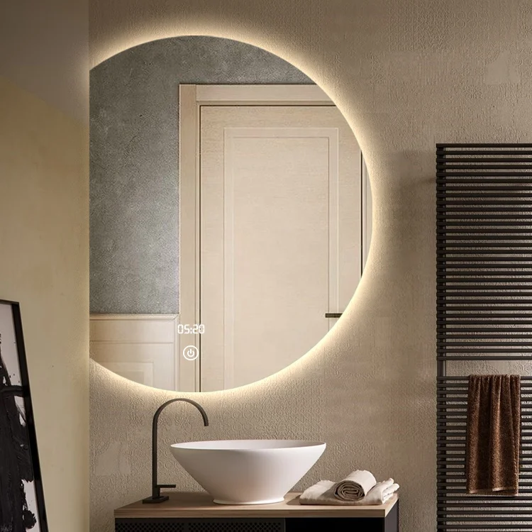 Modern Round Shape LED Bathroom Mirror New Smart Wall-mounted Illuminated Mirror