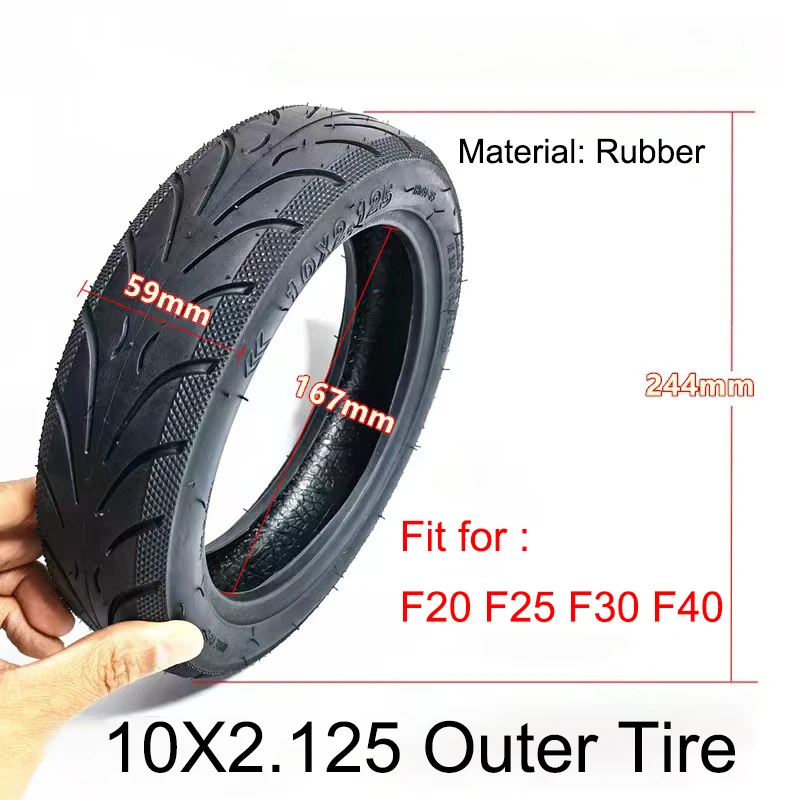 10X2.125 Outer Tire 10*2.125 Rubber Tube Tyre Inner Diameter for Ninebot F30/F40 10 Inch Scooter Wheels Spare Parts