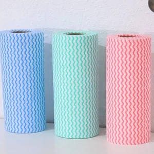 Blue Wave Eco-Friendly Cleaning Towels Biograded Disposable Roll Wipers Colorful Design Non-Woven Disposable Paper